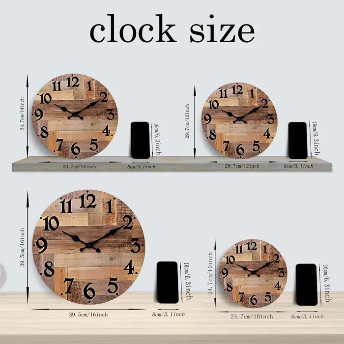 Pays rétro imitation grain de bois texture horloge murale