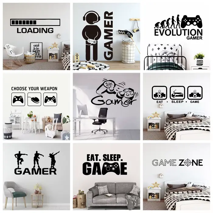 Créer Gamer autocollant Mural vinyle papier peint