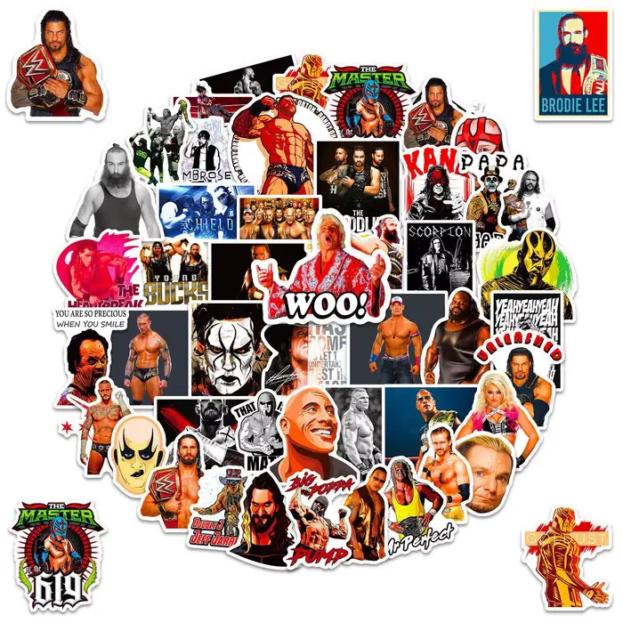 10/50 PIÈCES Lutte Graffiti Autocollants Lutte Dessin Animé WWE Autocollants Drôle Combat Autocollants Bagages Ordinateur Portable Guitare Voiture Vélo Planche À Roulettes