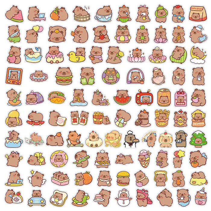 206 autocollants Capybara - Idéal pour la décoration DIY sur les bagages, le carnet et l'enregistrem