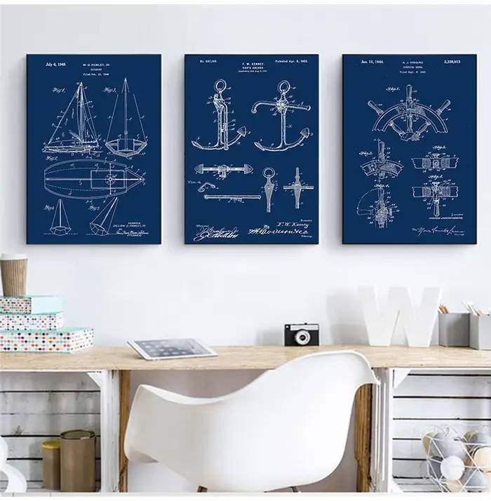 Peinture sur toile d'art mural nautique