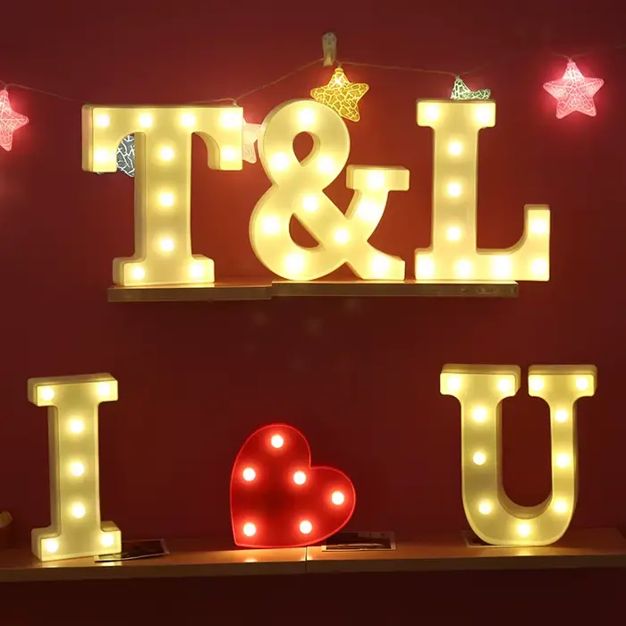 Lampes LED en forme de lettres de l'alphabet, lampes numériques, décorations pour fêtes, chambres, a