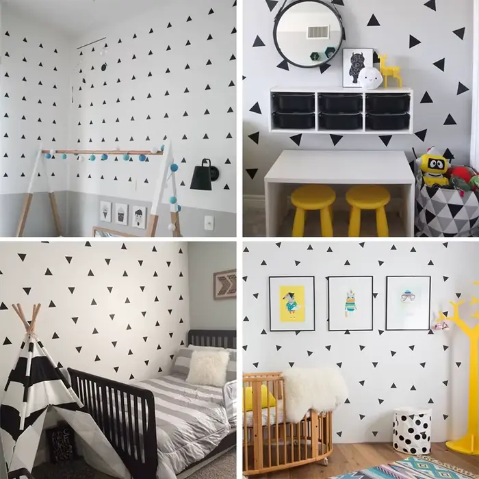Petit triangle stickers muraux pour enfants chambres Monochrome/multicolore decoration chambre autocollant mural