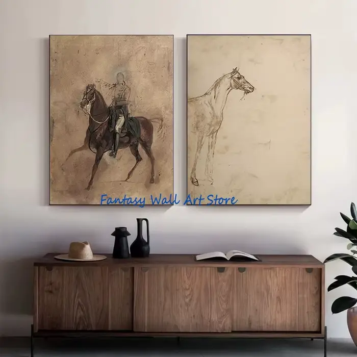 Peinture à l'huile de Style cheval Vintage