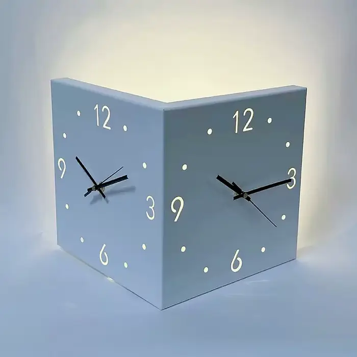 Horloge murale d'angle Double face moderne pour salon