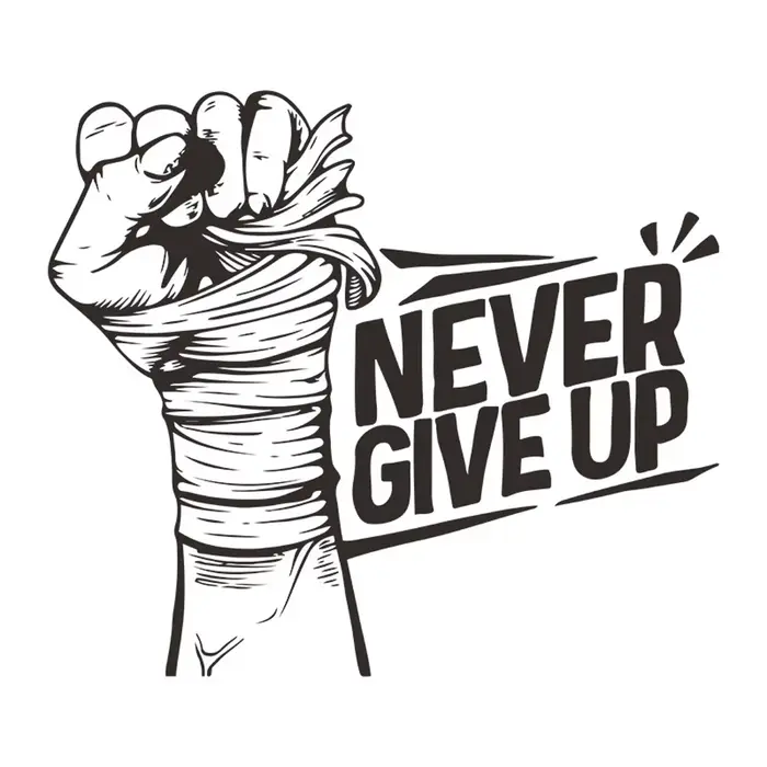 Autocollant mural inspirant « NEVER GIVE UP »