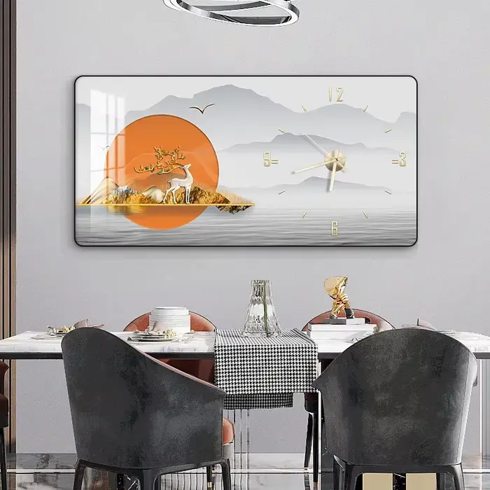 Horloge murale rectangulaire en porcelaine de cristal