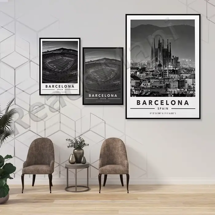 Barcelone City and Coordinates Print