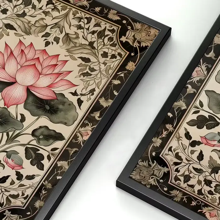 Affiches rétro modernes classiques de fleurs de Lotus rose