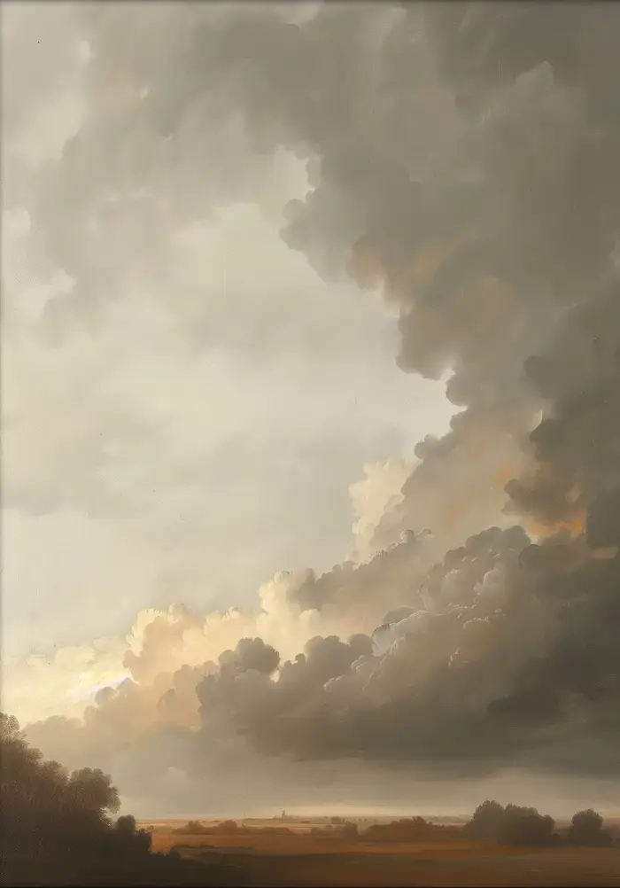 Affiche Vintage nuage et oiseaux, peinture sur toile de paysage de ciel, tableau d'art Mural imprimé