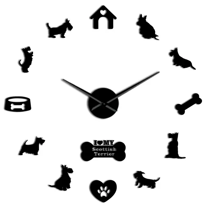 Horloge murale écossais Terrier bricolage | Grande horloge murale, Aberdeen Terrier I Love My Scotti