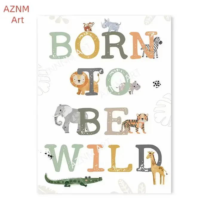 Affiche sur toile d'animaux de la Jungle
