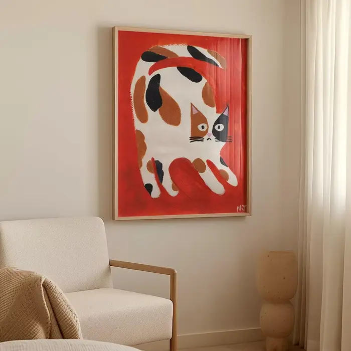 Poodle rose fantaisie chat chien Art impression peinture affiches abstraites contemporaines pépinière enfants chambre d'enfants Dopamine décor à la maison