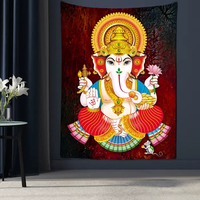 Tapisserie murale d'art de dieu indien Ganesha