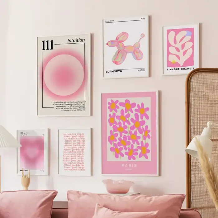 Affiche et imprimés de chiffres d'ange rose