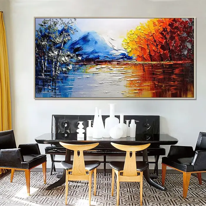 Peinture de paysage abstraite faite à la main sur toile, Art mural, images pour salon, décoration d'