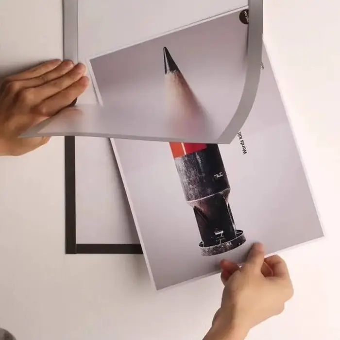 5 pièces 148X210mm argent fenêtre Photo affiche porte-signe en plastique Double face adhésif
