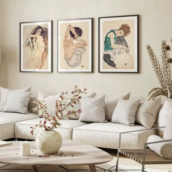 Affiche imprimée de Portrait de figurine nue Vintage