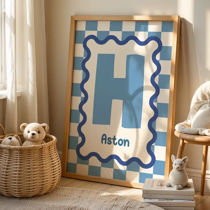 Affiche personnalisée avec nom et dessin animé pour enfant