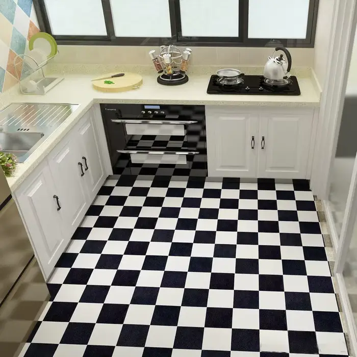 Tapis de sol auto-adhésifs pelables, autocollants de carreaux de cuisine, épais, résistant à l'usure, non ald, imperméable, douche, décoration d'intérieur