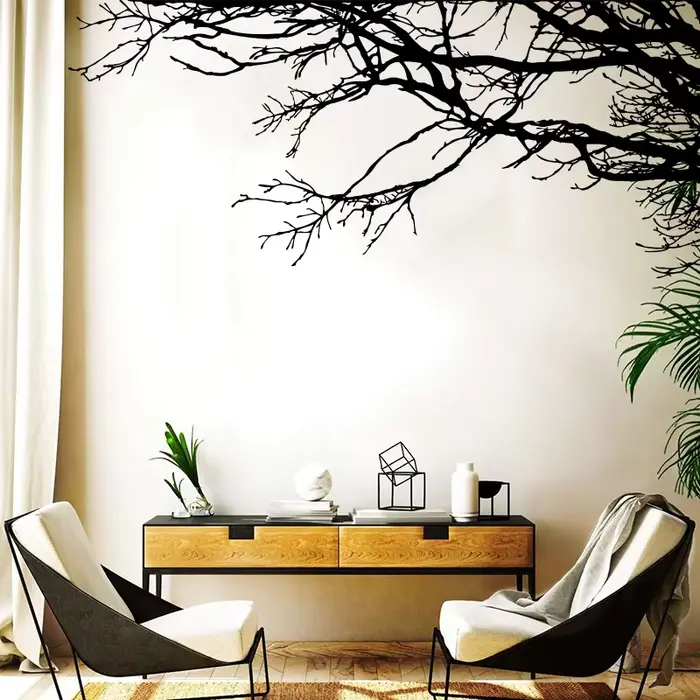 Grand autocollant mural de branche d'arbre pour la décoration intérieure, décalcomanie, terre, natur