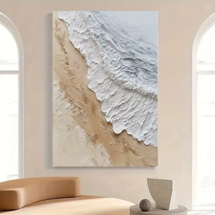 Peinture abstraite sur toile de vagues d'océan modernes, affiches de paysage de vague de mer, art mu