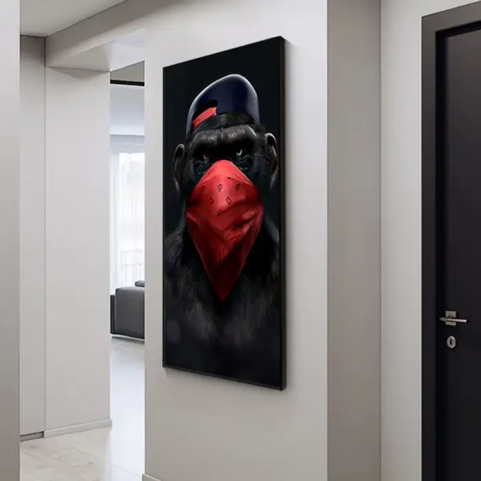 Trois Noir Orang-outan POP Mur Art Toile Affiche Singe Maison Décoration Peinture À L'huile Murale Photo Imprimé Oeuvre
