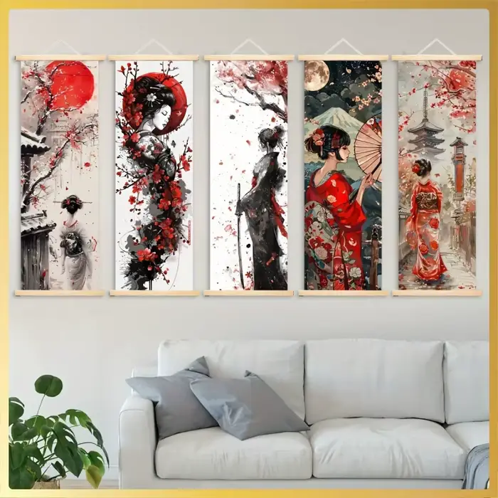 Affiche murale japonaise en bois