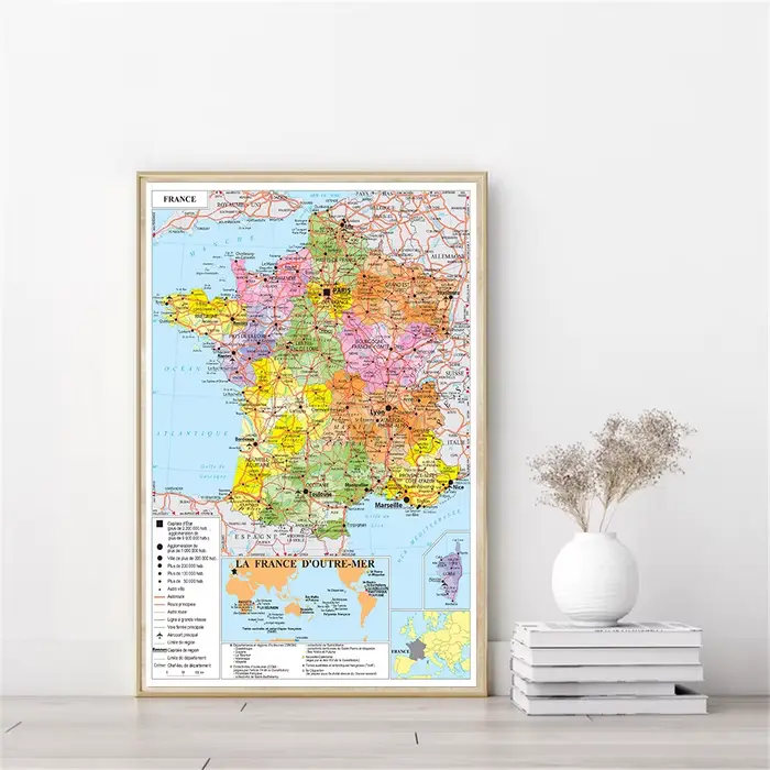 Grande affiche de la carte des transports de la France