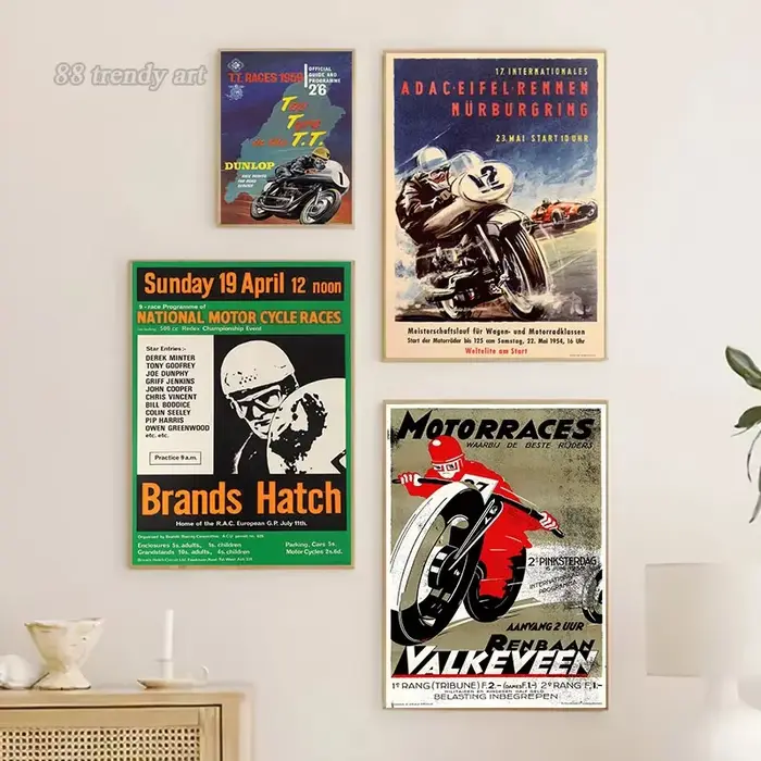Affiches de championnat du monde de courses de motos Vintage 24 heures
