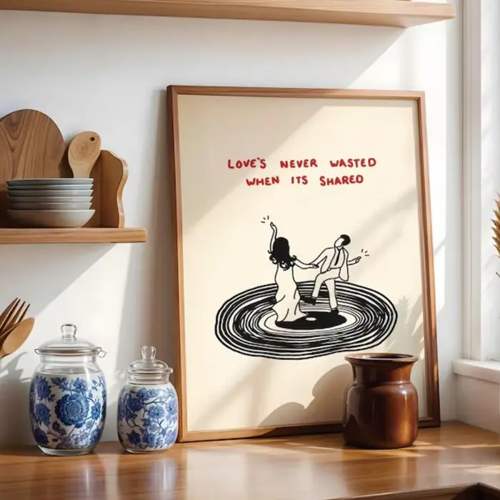 L'amour n'est jamais gaspillé quand il est partagé, impression sur toile, affiche, image pour salon,