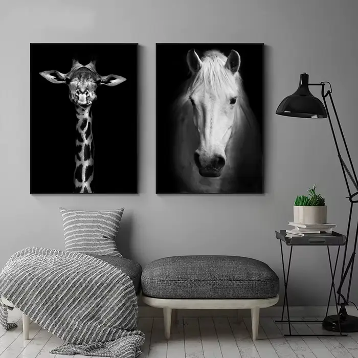 Toile peinture Animal mur Art Lion éléphant hippopotame zèbre affiche et moderne minimaliste Photo mur salon chambre décoration