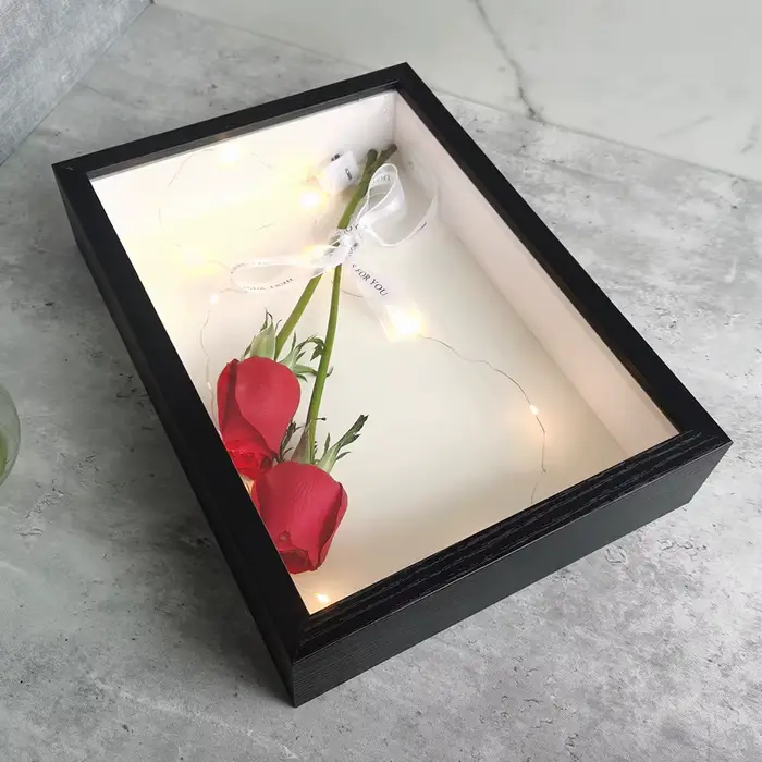 Cadres de boîte à ombre, présentoir de Bouquet, étui à fleurs, profondeur de 3cm, cadre Photo en boi