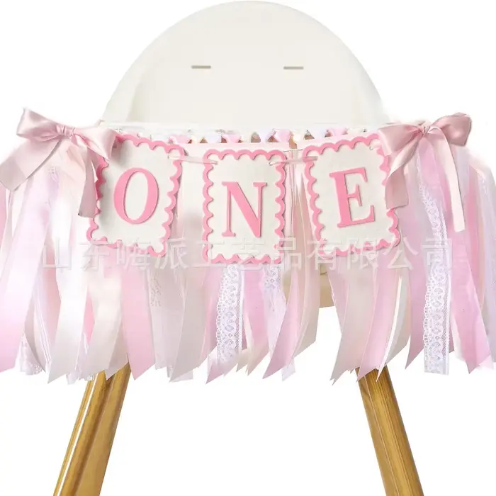 Rose bleu une lettre bannière fond décoration murale un an bébé 1er anniversaire fête faveur