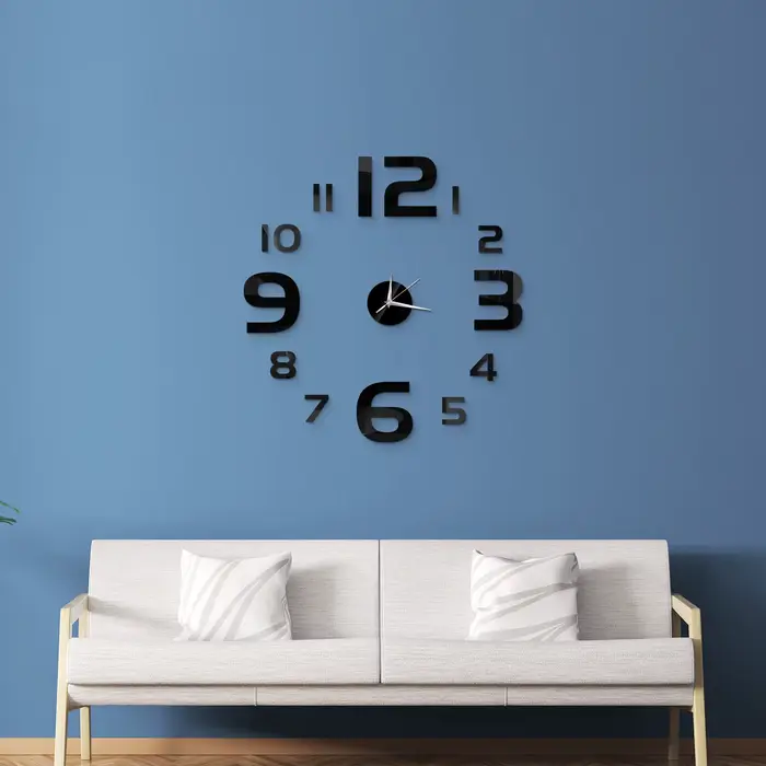 Horloge murale créative sans cadre, autocollant mural silencieux pour la maison, autocollant miroir