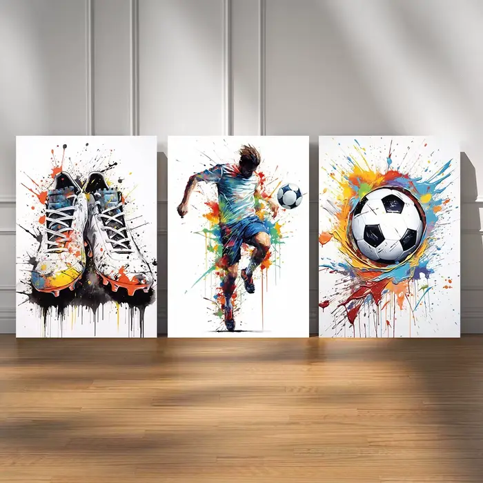 Affiche de Football Graffiti, bottes de Football, cadeaux pour hommes et garçons, peinture sur toile, affiche imprimée, Art mural pour la maison et le salon, 3 pièces