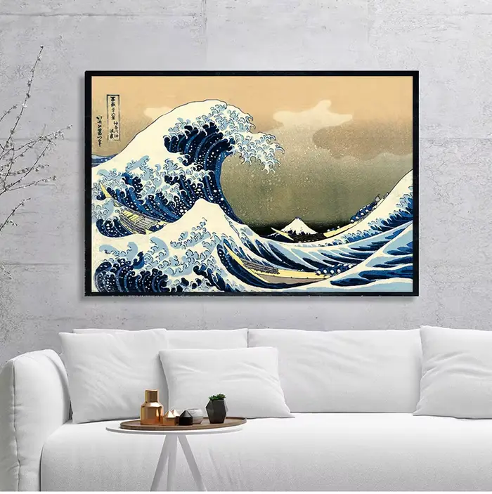 Toile murale Vintage imprimée la grande vague de Kanagawa Ukiyoe