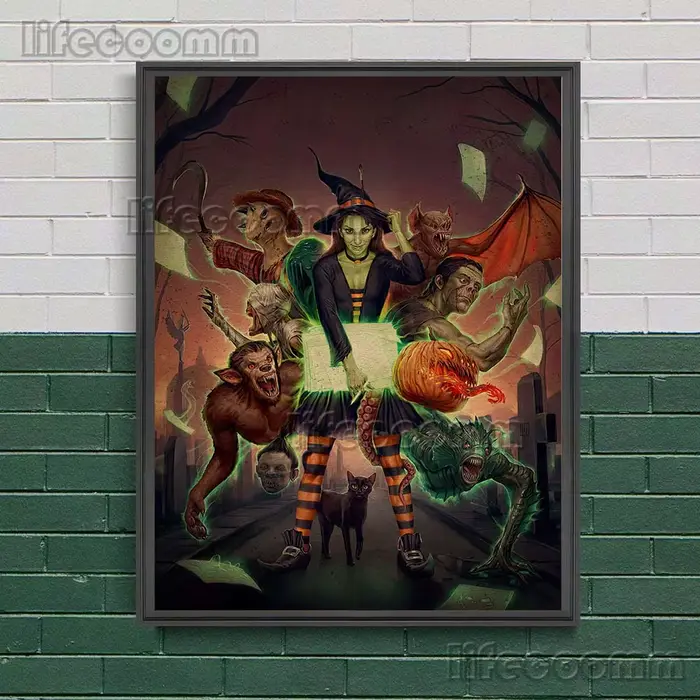 Toile d'art mural Vintage Hex Of The Wicked Witch, peinture de sorcières et de monstres, affiche d'a