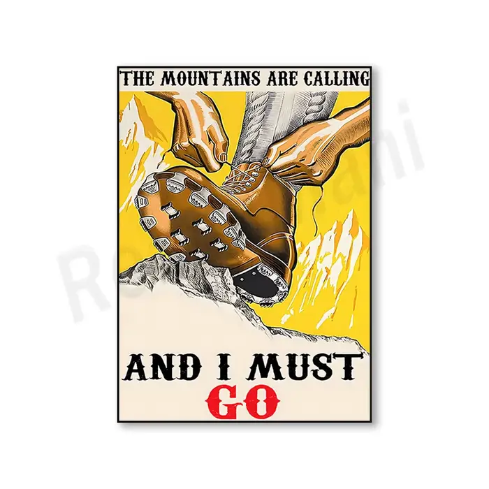 Les montagnes de randonnée appellent affiche, cadeau d’affiche vintage de randonnée d’amour, art mur