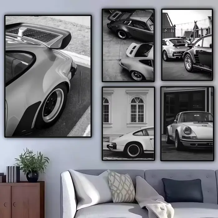 Affiche de véhicule de voiture de luxe noir et blanc