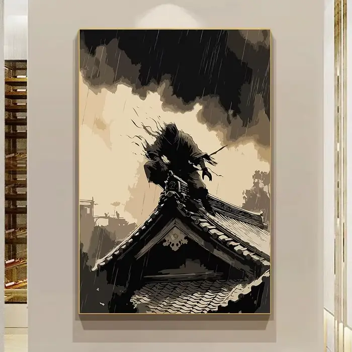 Peinture japonaise de guerrier samouraï