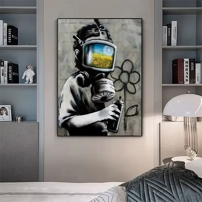 Banksy Street Graffiti toile peinture décorative, fille avec ballon, suivez vos rêves, affiche d'art de singe, impressions, décor mural de chambre