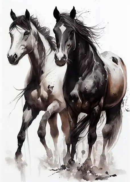 Cheval aquarelle toile peinture à l'huile imprime photos Animal cheval abstrait mur Art affiches mur