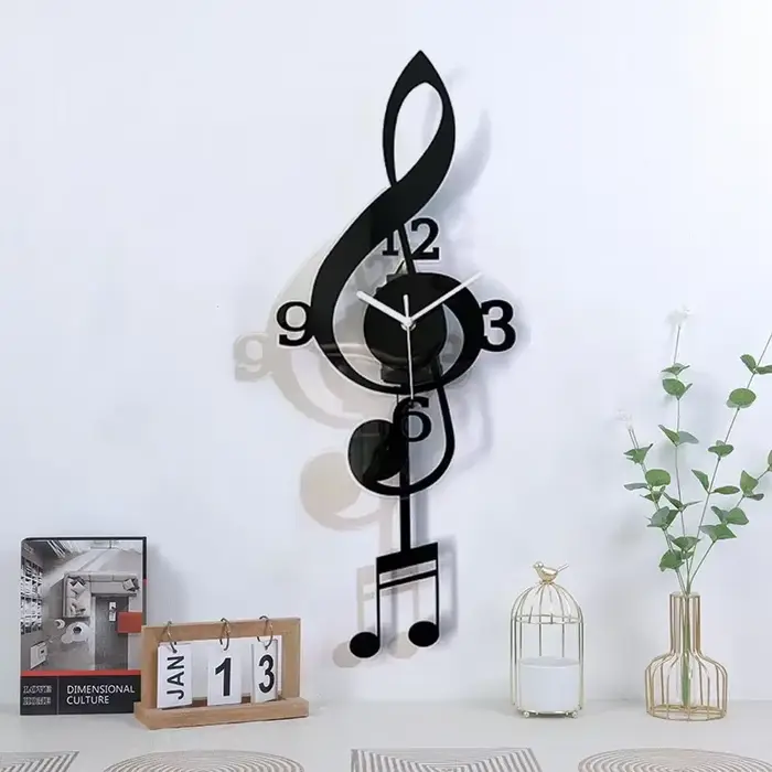 Mode créative symboles de musique salon balançoire horloge murale décoration de la maison horloge Si