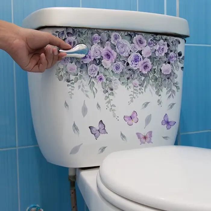 Autocollant mural plante fleur papillon