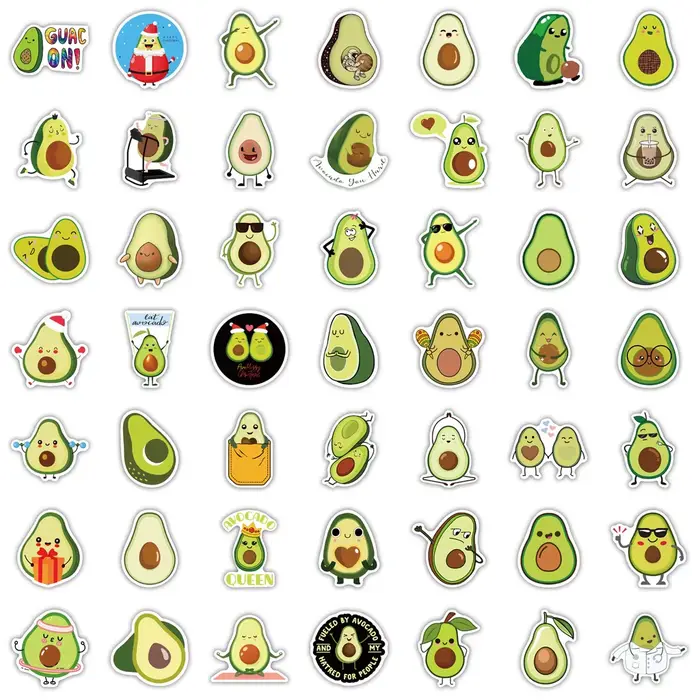 Autocollants d'avocat de dessin animé Kawaii