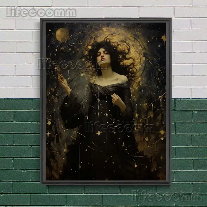 Peinture sur toile de la triple déesse de la nuit