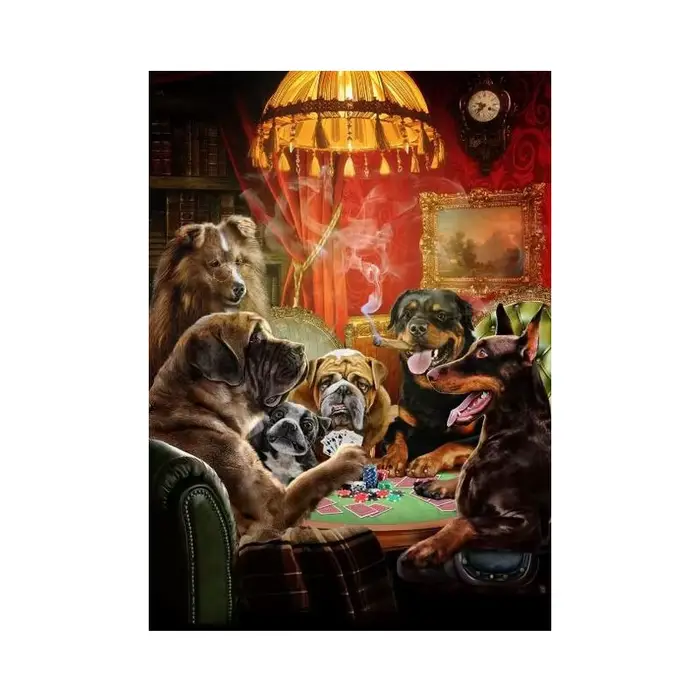 Affiche amusante sur toile d'animaux, peinture d'un chien jouant au poker, impressions d'art mural s