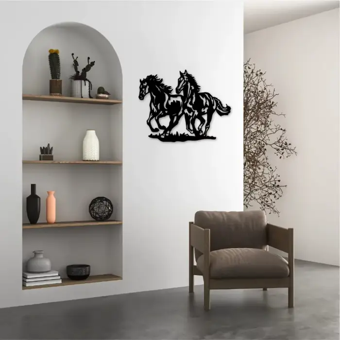 Décoration murale en métal en forme de cheval élégante et exquise | Art délicat avec le pépiment décoratif – Améliorez