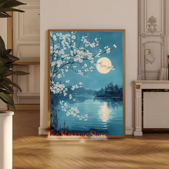 Peinture de paysage printanier inspirée de l'Ukiyo-e rétro